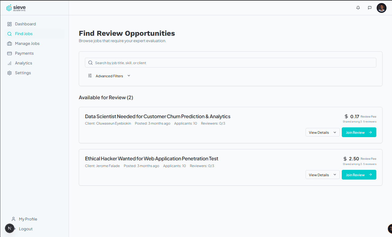 Applicant Management Interface